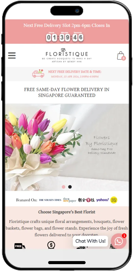 Floristique website on mobile