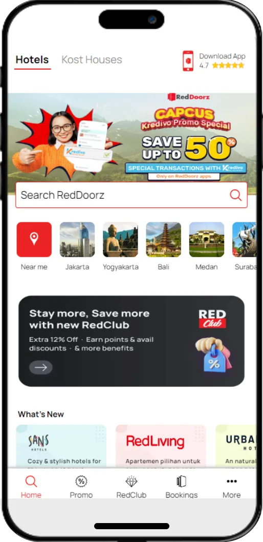 RedDoorz app on mobile