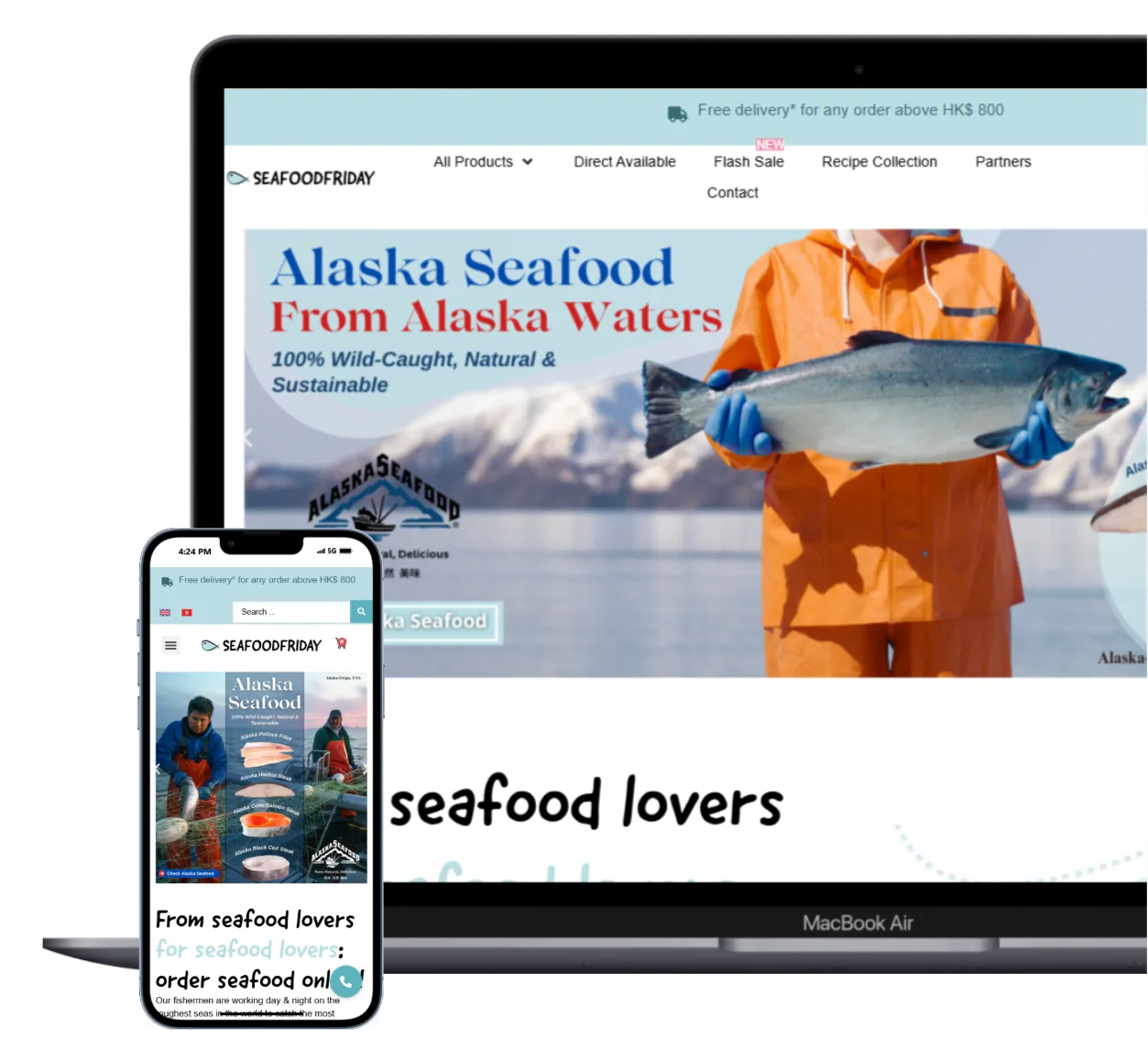 seafoodfriday.hk on laptop and mobile