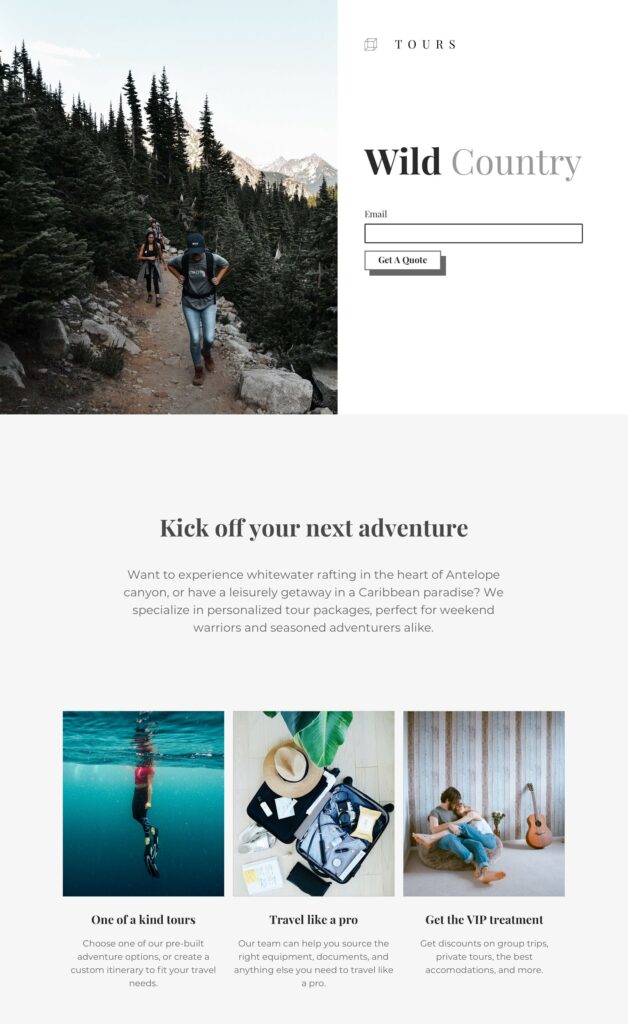 A Mailchimp landing page