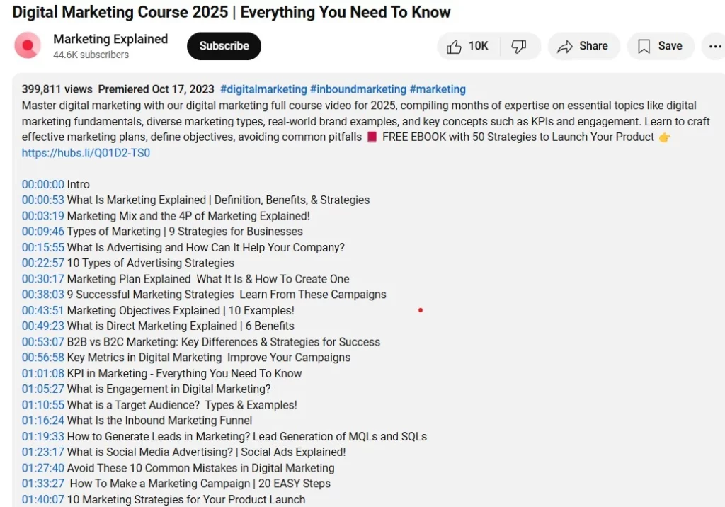 A Google search results page for "YouTube SEO site:youtube.*" displaying video results from YouTube, including a tutorial on SEO for beginners. The image highlights search engine indexing and ranking for YouTube videos.