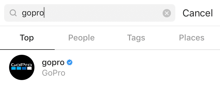 姓名和用戶名稱在Instagram搜索裡是這樣顯示的。