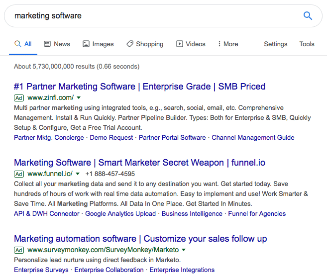 Google Search Ads on desktop