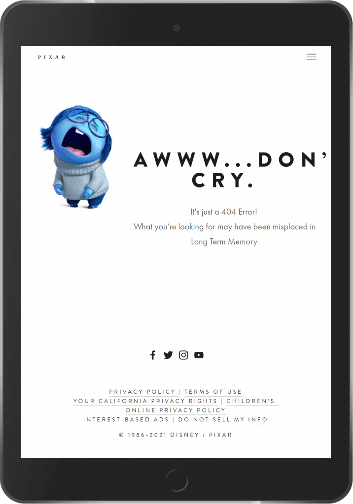 Pixar 404 Page